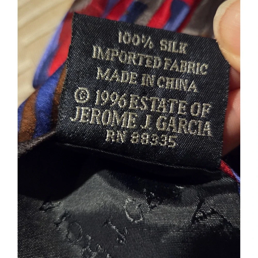 JERRY GARCIA Vtg 90s  Blue Red Abstract Silk NECKTIE TIE 